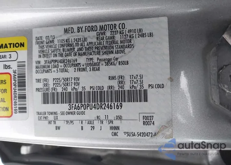 2013 Ford Fusion Energi Se Luxury from USA, damaged, VIN 3FA6P0PU4DR246169
